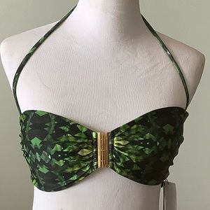 NEW ViX Paula Hermanny Amazonia Green Multicolor Bandeau Bikini Top, Size: